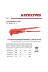 Maşalı Boru Anahtar 1 1/2 İzeltaş