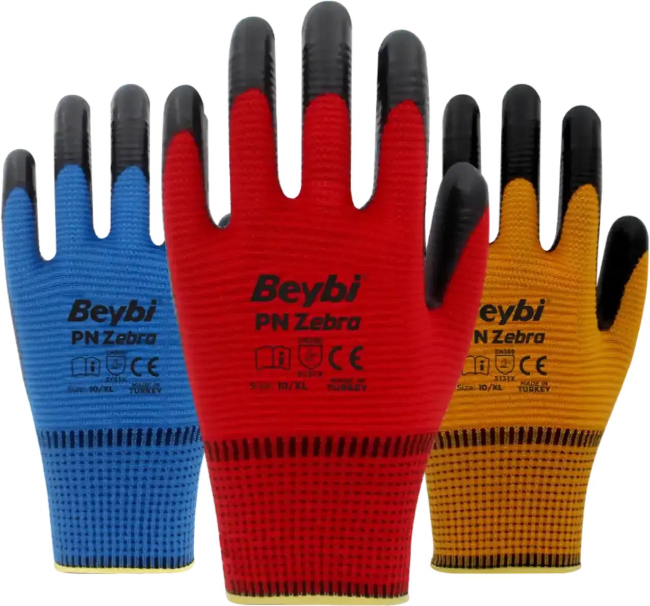 Beybi PN Zebra Polyester Örme Nitril Eldiven