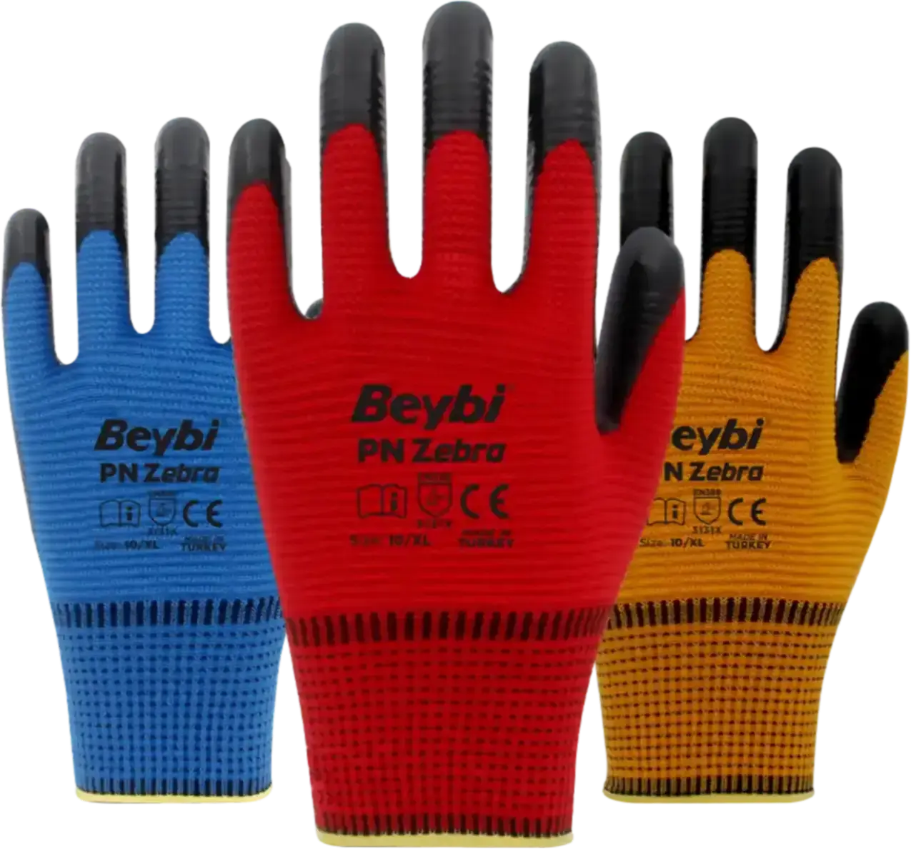 Beybi PN Zebra Polyester Örme Nitril Eldiven