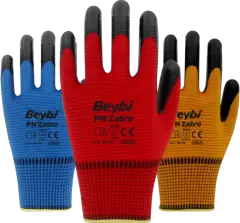 Beybi PN Zebra Polyester Örme Nitril Eldiven