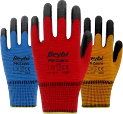 Beybi PN Zebra Polyester Örme Nitril Eldiven