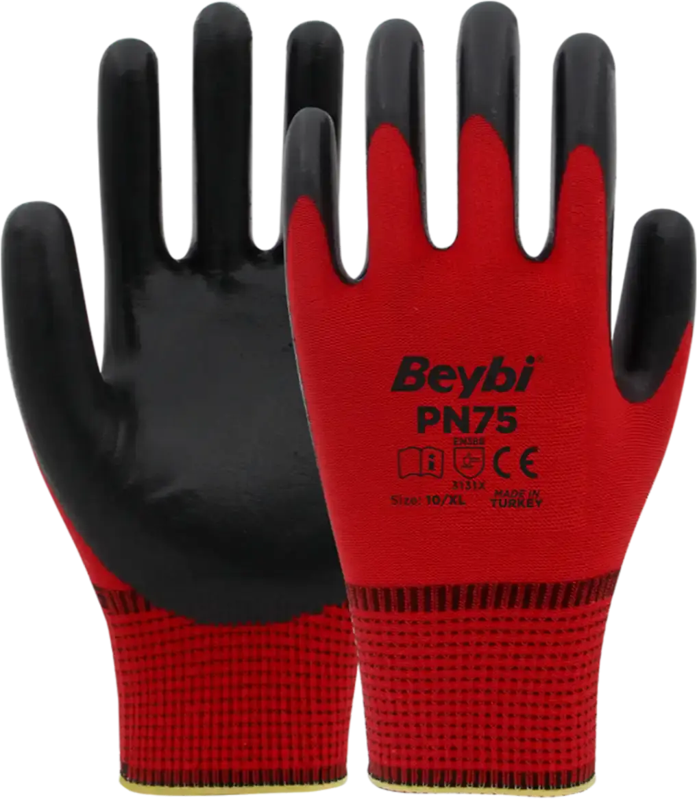 Beybi PN75 Polyester Örme Nitril Eldiven