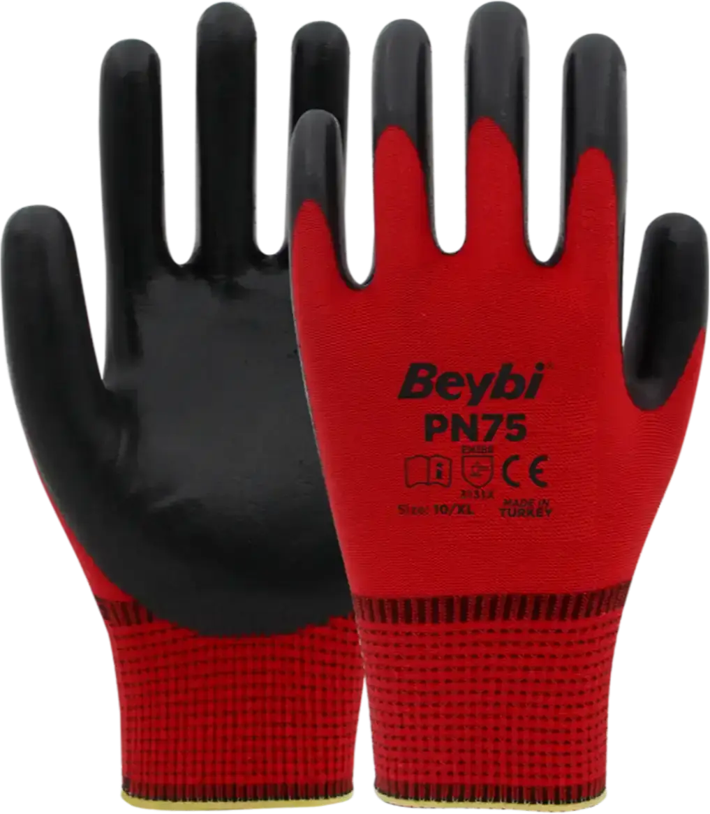 Beybi PN75 Polyester Örme Nitril Eldiven