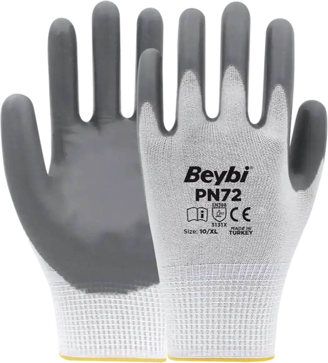 Beybi PN72 Polyester Örme Nitril Eldiven
