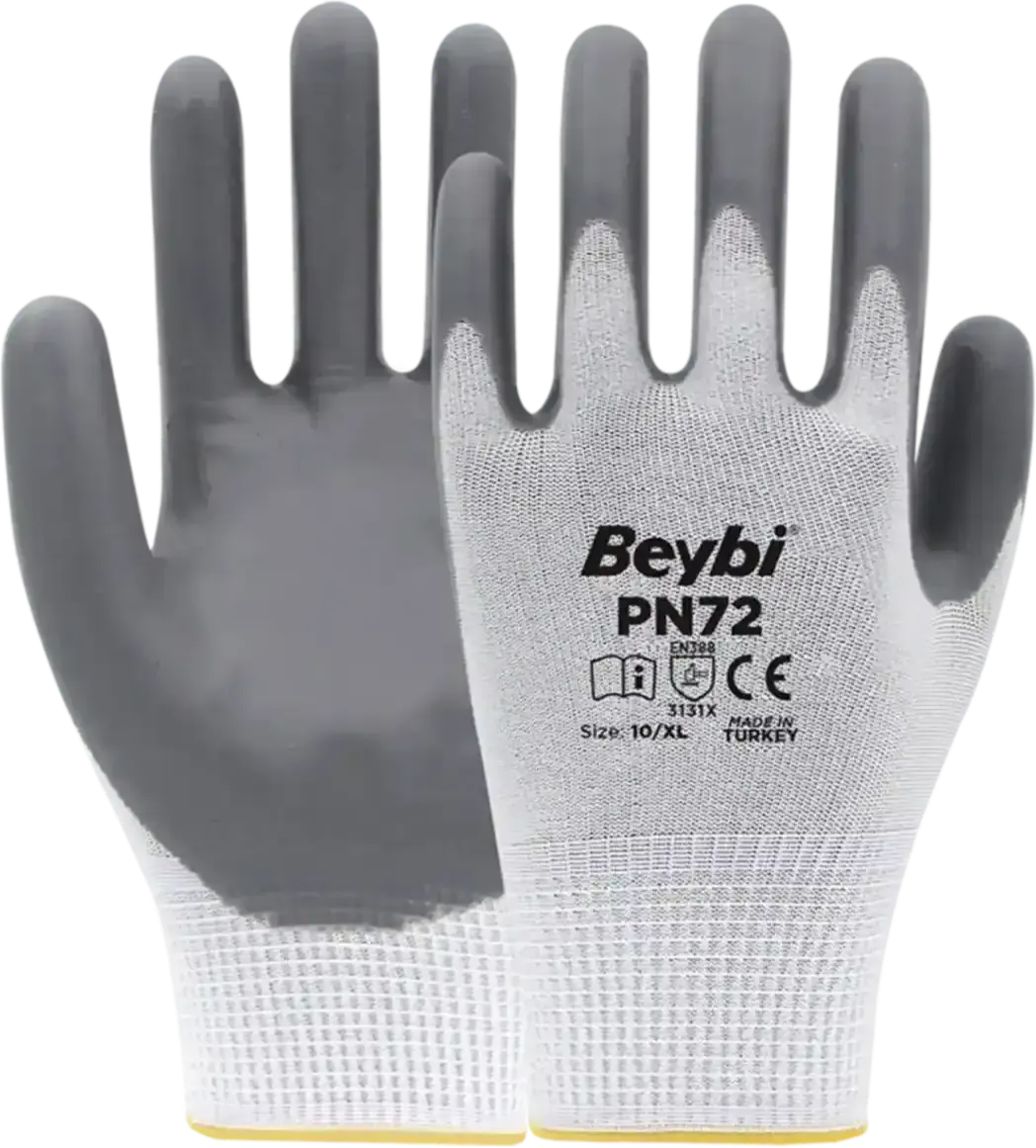 Beybi PN72 Polyester Örme Nitril Eldiven