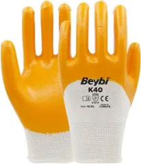 K40 Nitril Kaplı Pamuk ve Polyester Örgü Eldiven