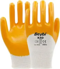 K40 Nitril Kaplı Pamuk ve Polyester Örgü Eldiven