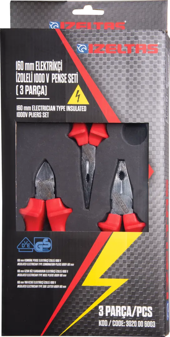 1000V İzoleli Pense Seti 3 Parça İzeltaş