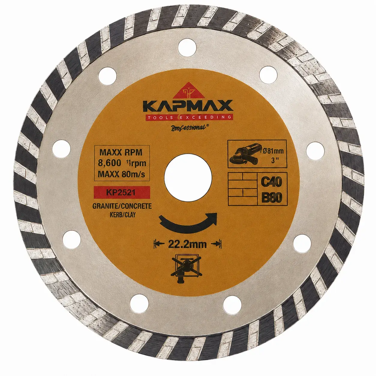 KAPMAX Granit Mermer Kesici Taş 180 mm