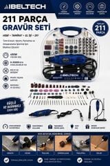 İBELTECH Blue Series 350 Parça 2 Makineli Profesyonel 3500 Rpm Gravür Seti Kesme Taşlama Zımpara Oyma Motoru